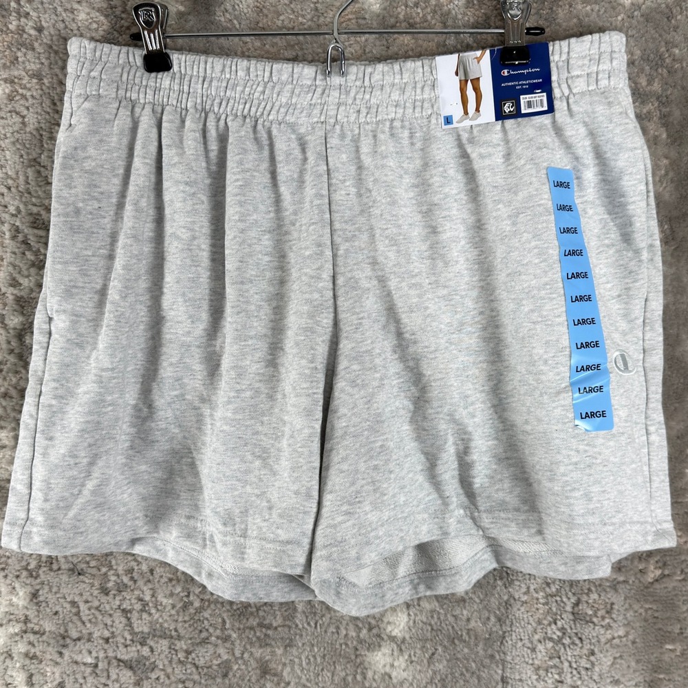 New Champion Size L Elastic Waist Athletic Gym Lounge Jersey Shorts Gray Men